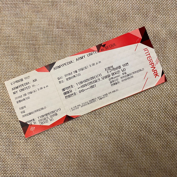 BTS 2019 #3 [ARMYPEDIA ARMY UNITED in SEOUL] Concert Ticket / Mint, Rare / Gift