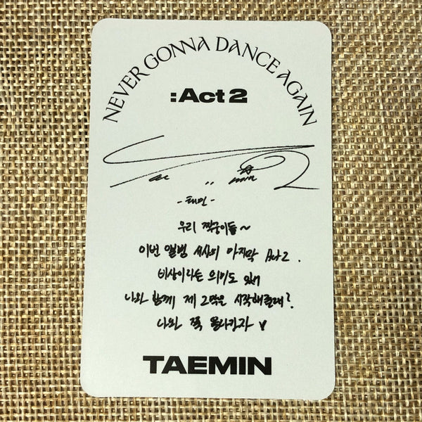 SHINEE TAEMIN #2 [Act 2 Never Gonna Dance Again] Official Photocard / New, Rare