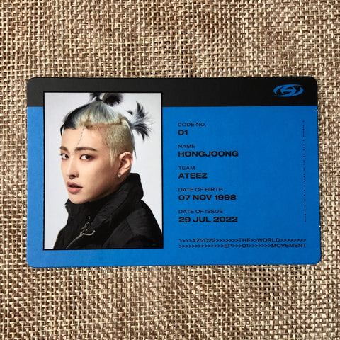 ATEEZ HONGJOONG [THE WORLD EP.1 : MOVEMENT] Official ID Card Photocard, A Ver.