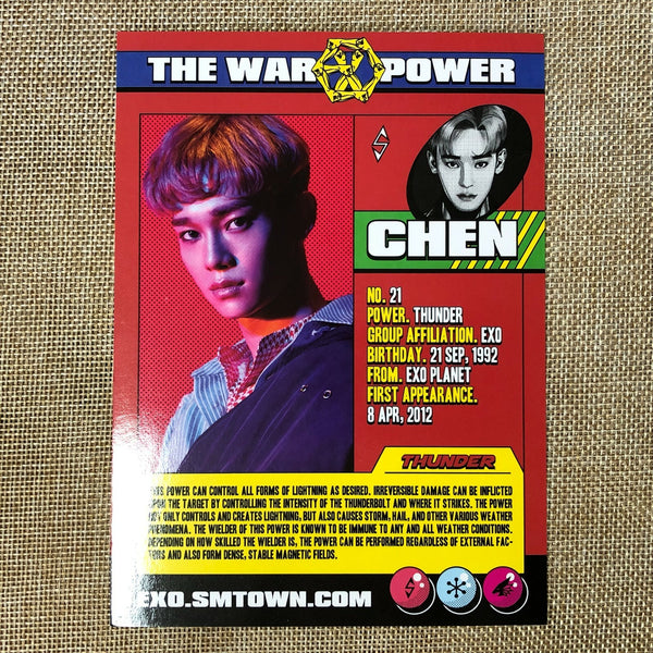 EXO CHEN #2 [THE WAR : The Power of Music] Official Postcard Photo / New / Gift