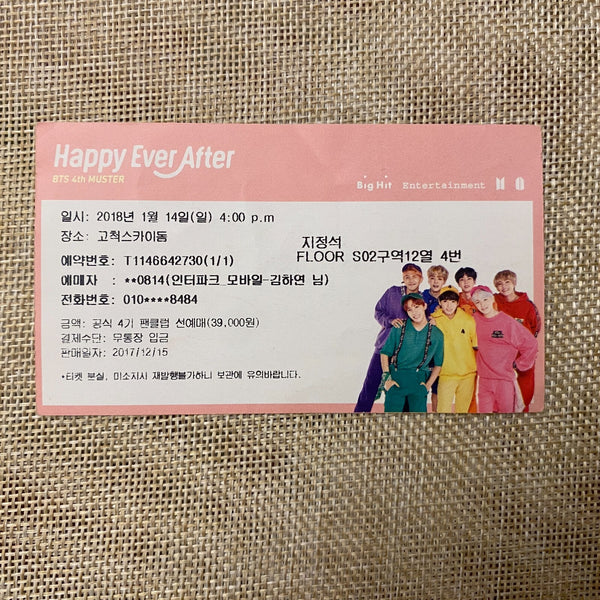 BTS 2018 #1 [ Happy Ever After ] Official Fan Concert Ticket / Mint, Rare / Gift