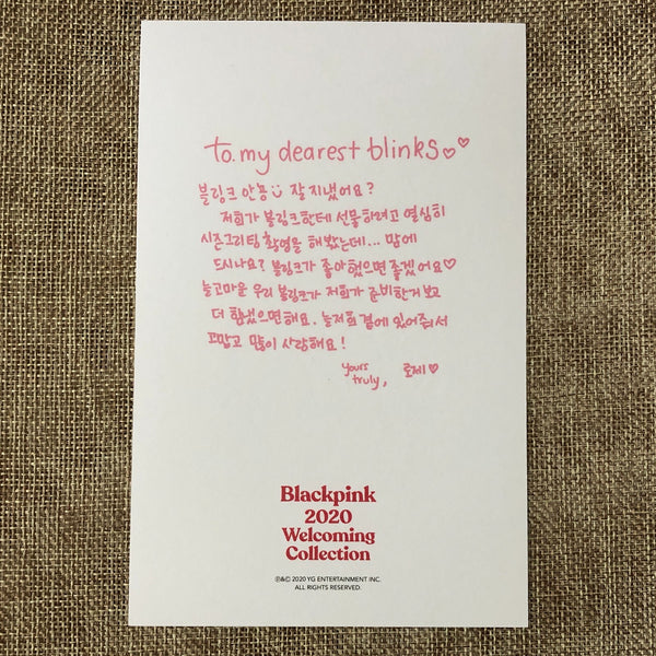 BLACKPINK ROSE [ 2020 Welcoming Collection ] Official Postcard / New / Gift