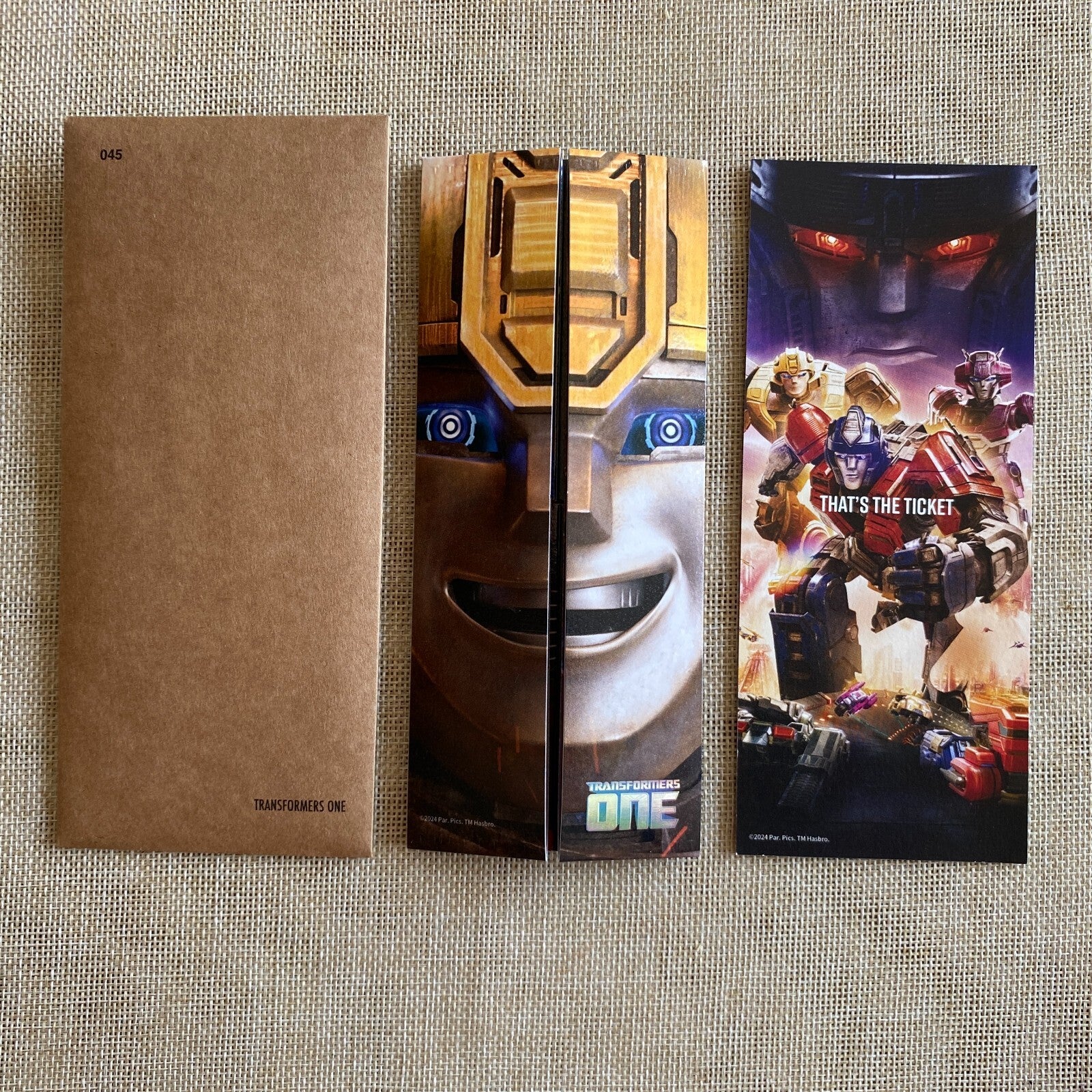 TRANSFORMER ONE [That's The Ticket] Official Set / Movie Photo Ticket Limited /