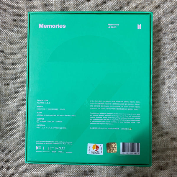 BTS GROUP [ Memories of 2020 ] Official DVD Set : Box + 7 Discs / New / Gift