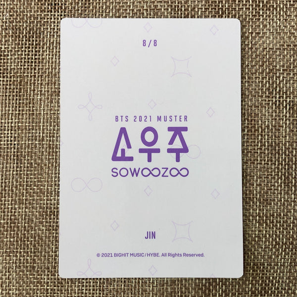 BTS JIN 8/8 [ 2021 Muster SOWOOZOO ] Official Mini Photocard / New / Gift