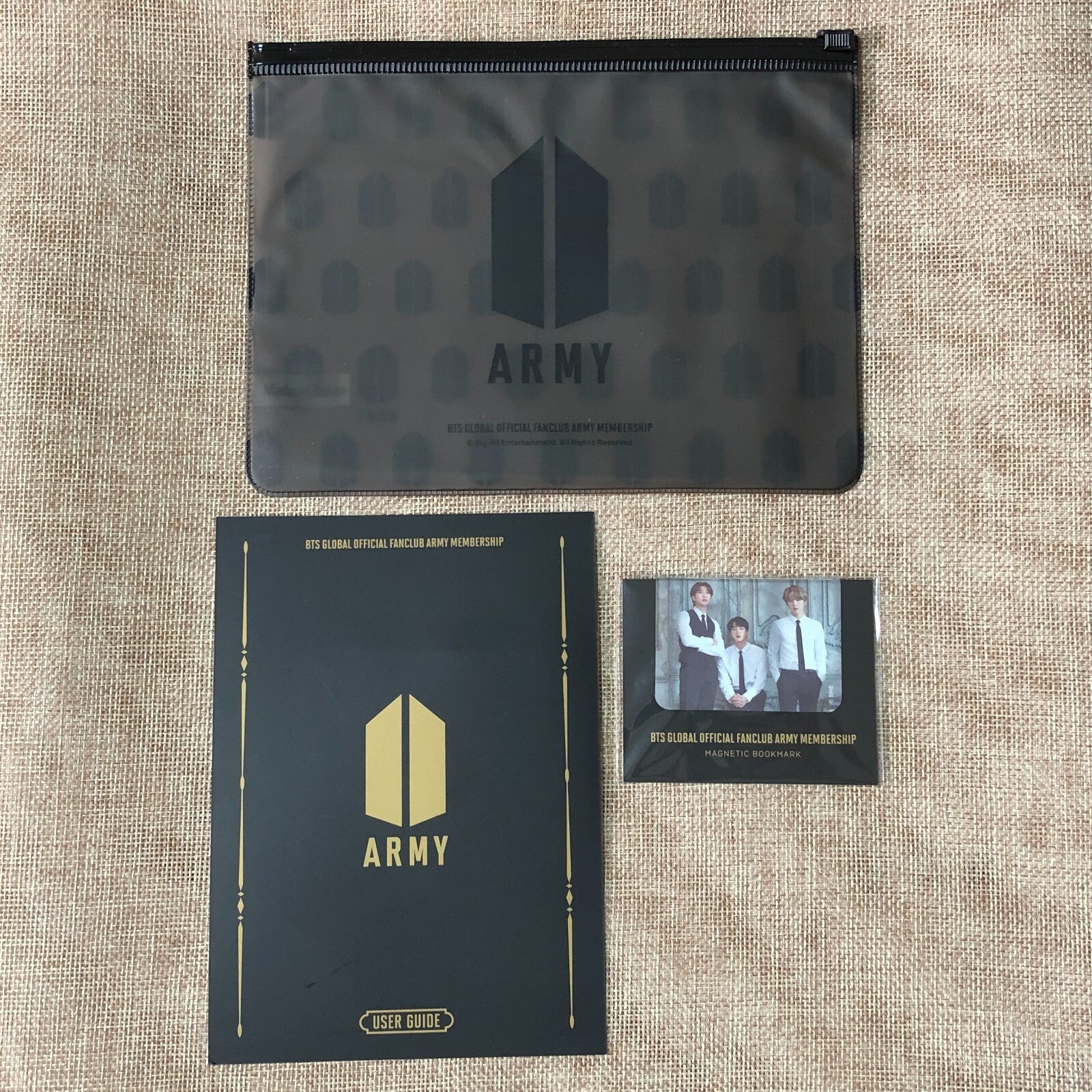 BTS [GLOBAL OFFICIAL FANCLUB 7th ARMY MEMBERSHIP KIT] Pouch+Bookmark+Guide /+G