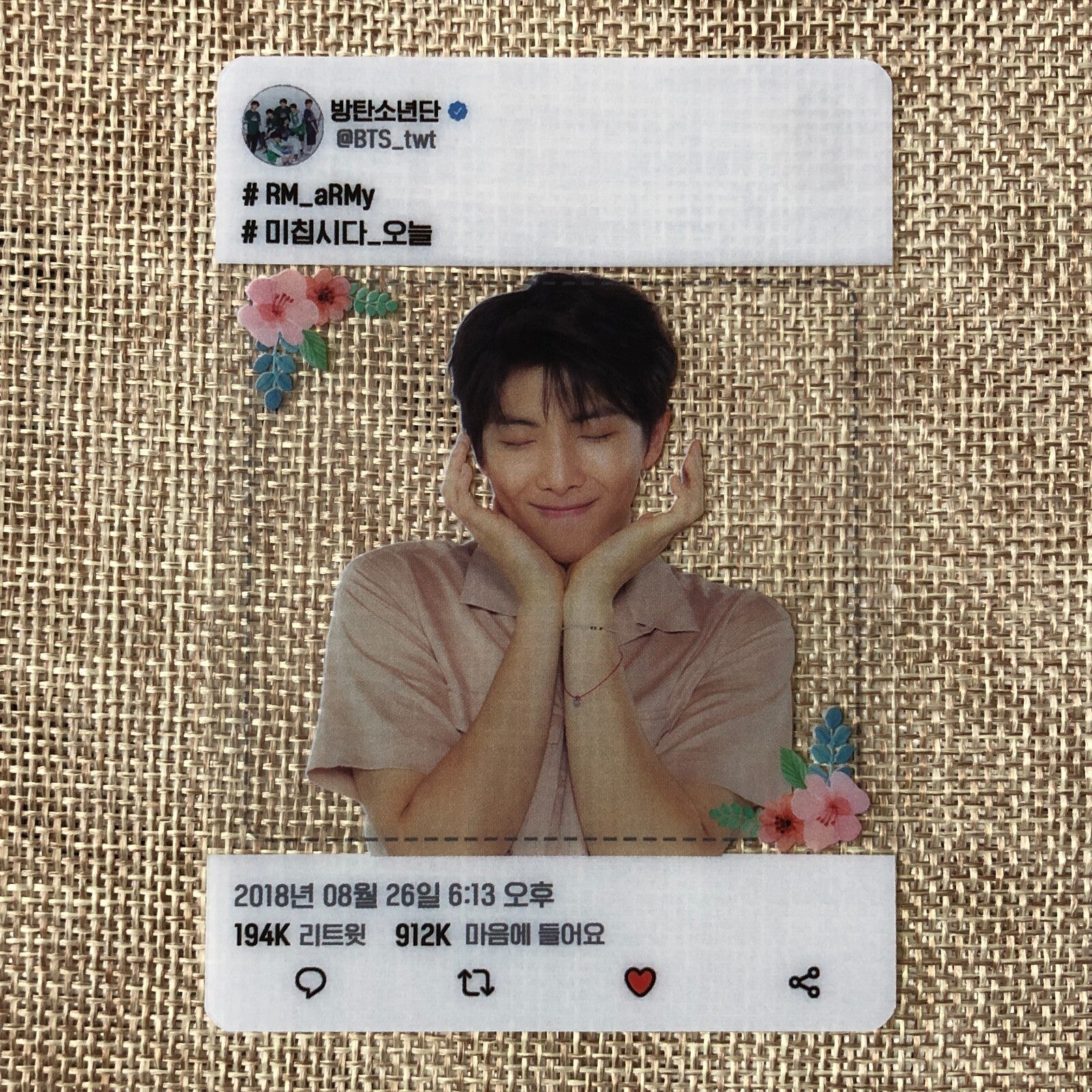 BTS RM [ Love Yourself ] Official Army Booth Transparent Photocard / New / Gift