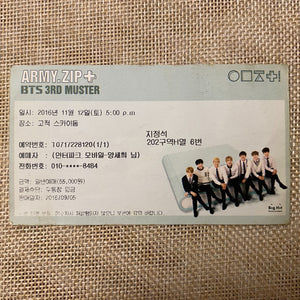 BTS 2016 #1 [ ARMY.ZIP 3RD MUSTER ] Official Concert Ticket / Mint, Rare / Gift