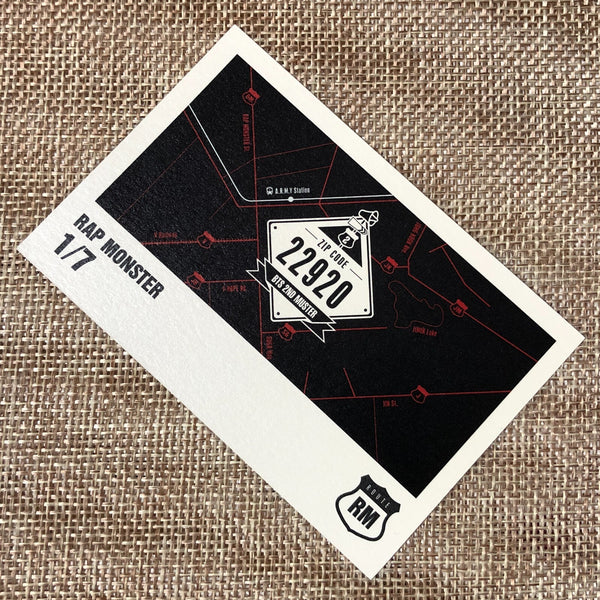 BTS RAP MONSTER RM 1/7 [ 2nd Muster ZIP CODE 22920 Official Mini Photocard ]N/+G
