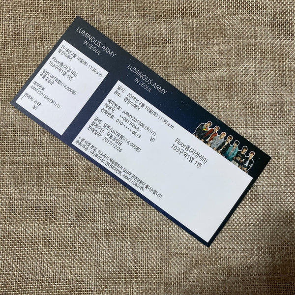 BTS 2018 [ LUMINOUS ARMY Seoul ] Official Concert Ticket / New, Rare / Gift