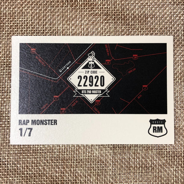 BTS RAP MONSTER RM 1/7 [ 2nd Muster ZIP CODE 22920 Official Mini Photocard ]N/+G