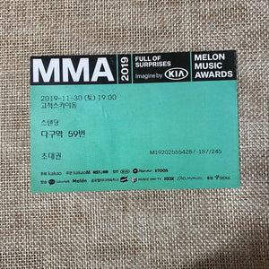 BTS 2019 #1 [MMA Melon Music Awards] Official Concert Ticket / New, Rare / Gift