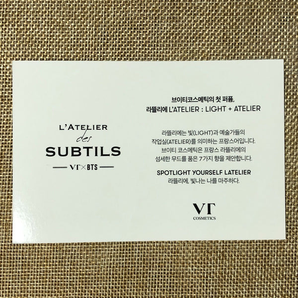 BTS GROUP [ VT Cosmetics L'atelier Des Subtils ] Official Postcard / New / Gift