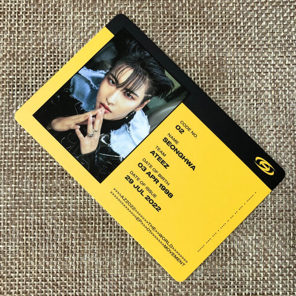 ATEEZ SEONGHWA [THE WORLD EP.1 : MOVEMENT] Official ID Photocard, Diary / Gift