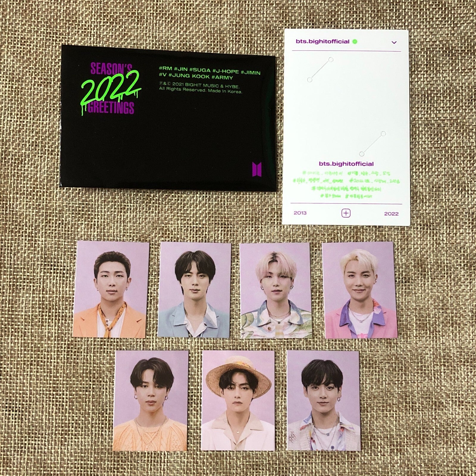 BTS [2022 Season's Greetings] Official ID Photo Photocard Set, 7 PC / New / Gift