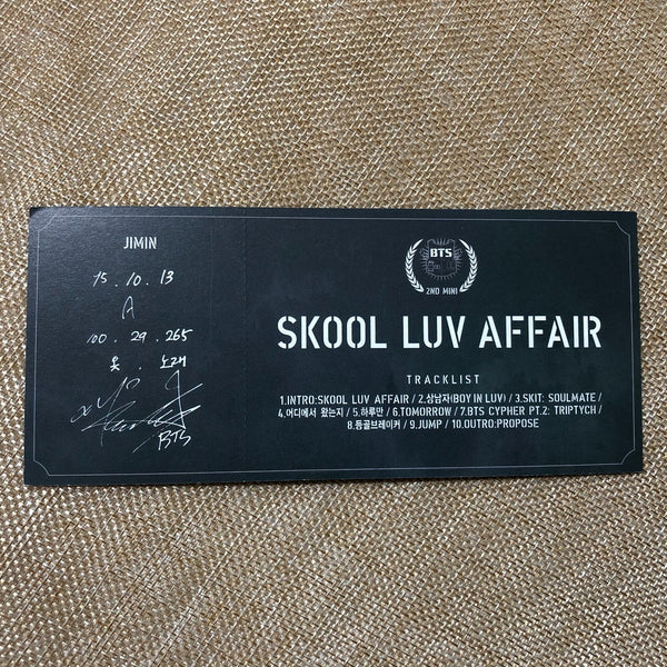 BTS JIMIN #1 [SKOOL LUV AFFAIR] Official Photocard, 2nd Mini Album / New / Gift