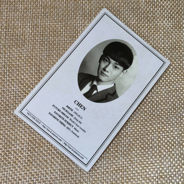 EXO CHEN [ XOXO Wolf ] Official Photocard, Student ID Card / New, Rare / Gift