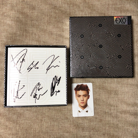 EXO HAND SIGNED [OVERDOSE] Promo Album CD+Photobook+Sehun PC, Autographed / Gift