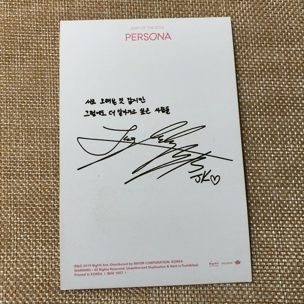 BTS JUNGKOOK [ Map Of Soul ] Official Photocard Postcard, Persona / New / Gift