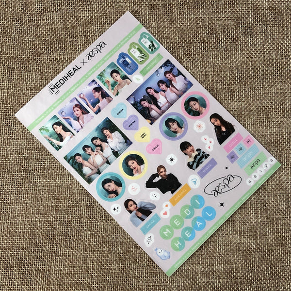 AESPA GROUP [MEDIHEAL] Official 4 Cut Photo + Sticker Set, SM TOWN / New / Gift