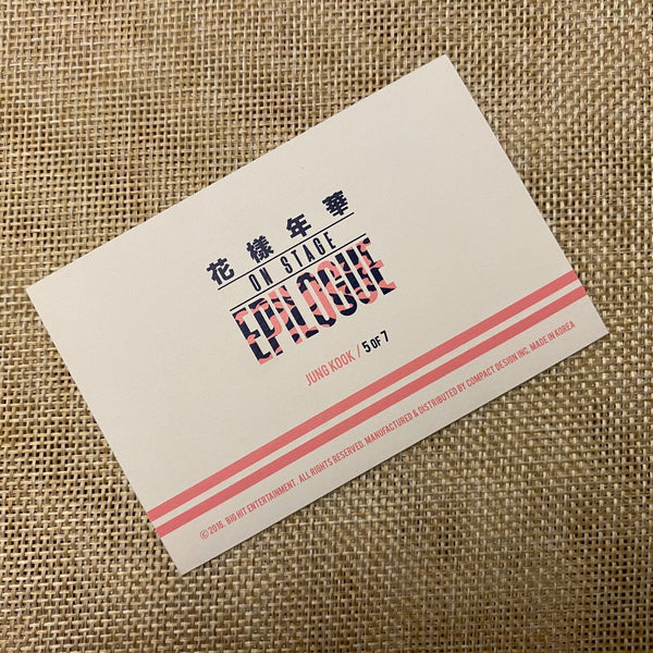 BTS JUNGKOOK 5/7 [HYYH On Stage Epilogue] Official Mini Photocard / New, Rare