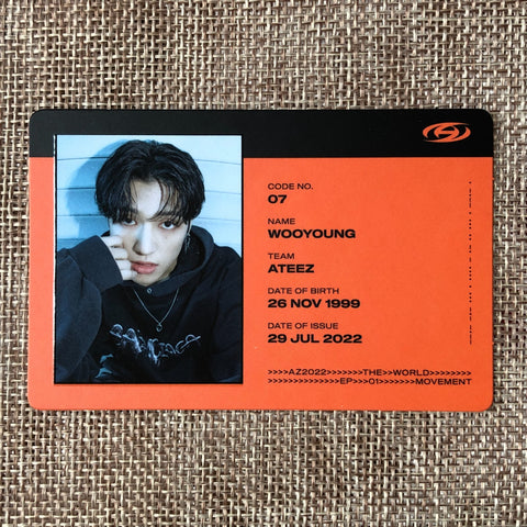ATEEZ WOOYOUNG [THE WORLD EP.1 : MOVEMENT] Official ID Photocard, Z Ver. / Gift