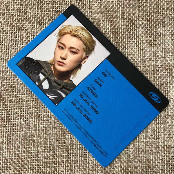 ATEEZ SAN [THE WORLD EP.1 : MOVEMENT] Official ID Card Photocard, A Ver. / Gift