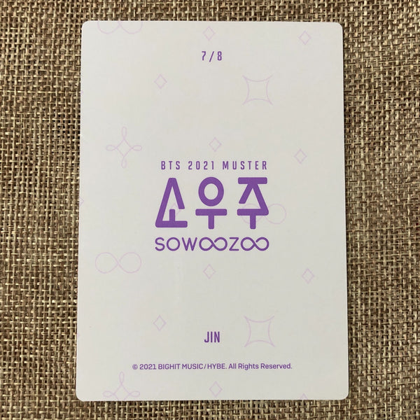 BTS JIN 7/8 [ 2021 Muster SOWOOZOO ] Official Mini Photocard / New / Gift