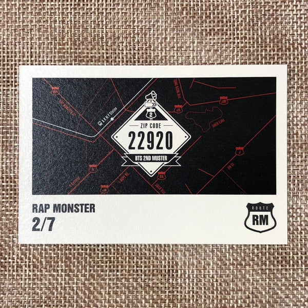 BTS RAP MONSTER RM 2/7 [ 2nd Muster ZIP CODE 22920 Official Mini Photocard ]N/+G