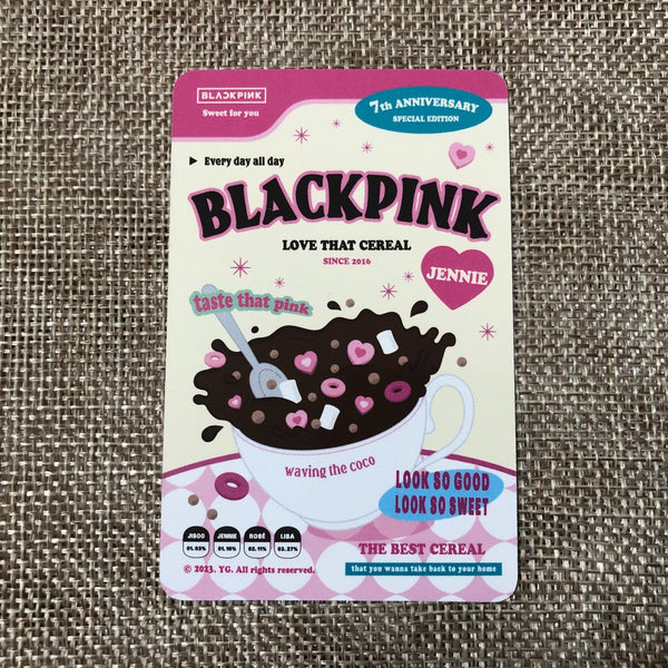 BLACKPINK JENNIE [ 7th Anniversary Cereal Deco Kit ] Official Photocard /New/GFT