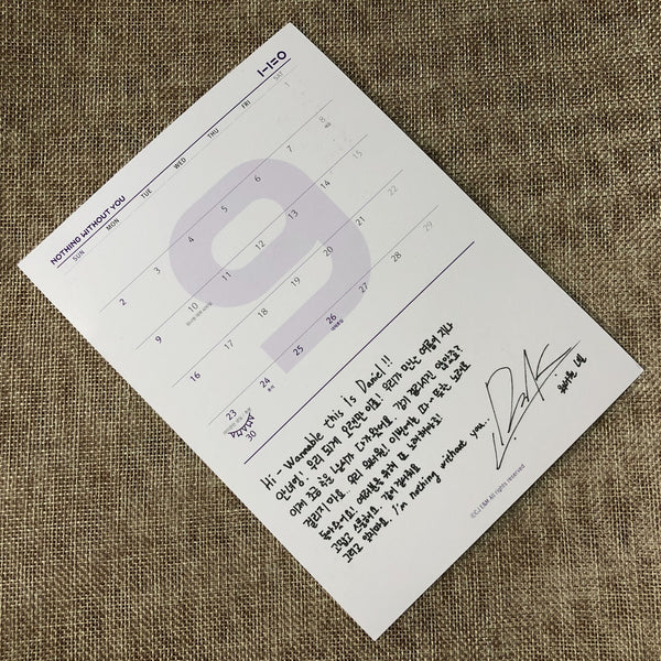 WANNA ONE KANG DANIEL [Nothing Without You] Official Calendar Card / New / Gift
