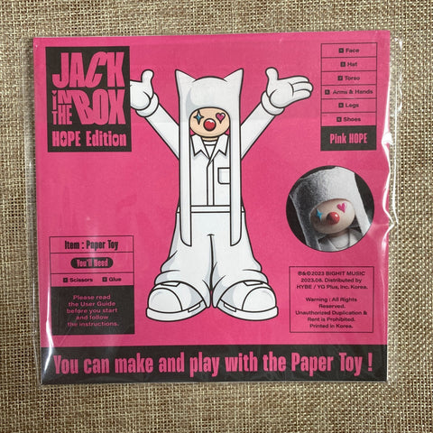 BTS J-HOPE [JACK IN THE BOX] Official Paper Toy  / New, Rare / +Gift