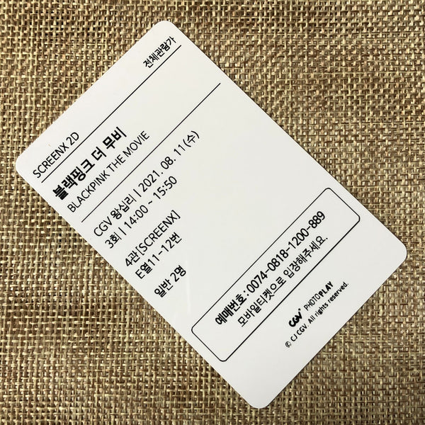 BLACKPINK GROUP #2 [The Movie CGV] Official Ticket Photocard / New, Rare / Gift