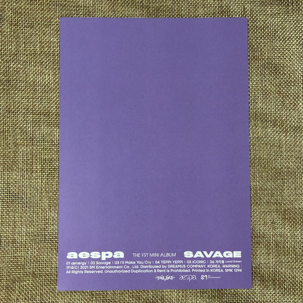 AESPA KARINA [ SAVAGE ] Official Postcard, 1st Mii / New / Gift
