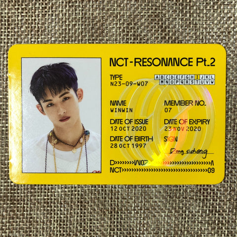 NCT2020 WINWIN [RESONANCE Pt.2 Departure] Official Photocard, ID Card / Gift
