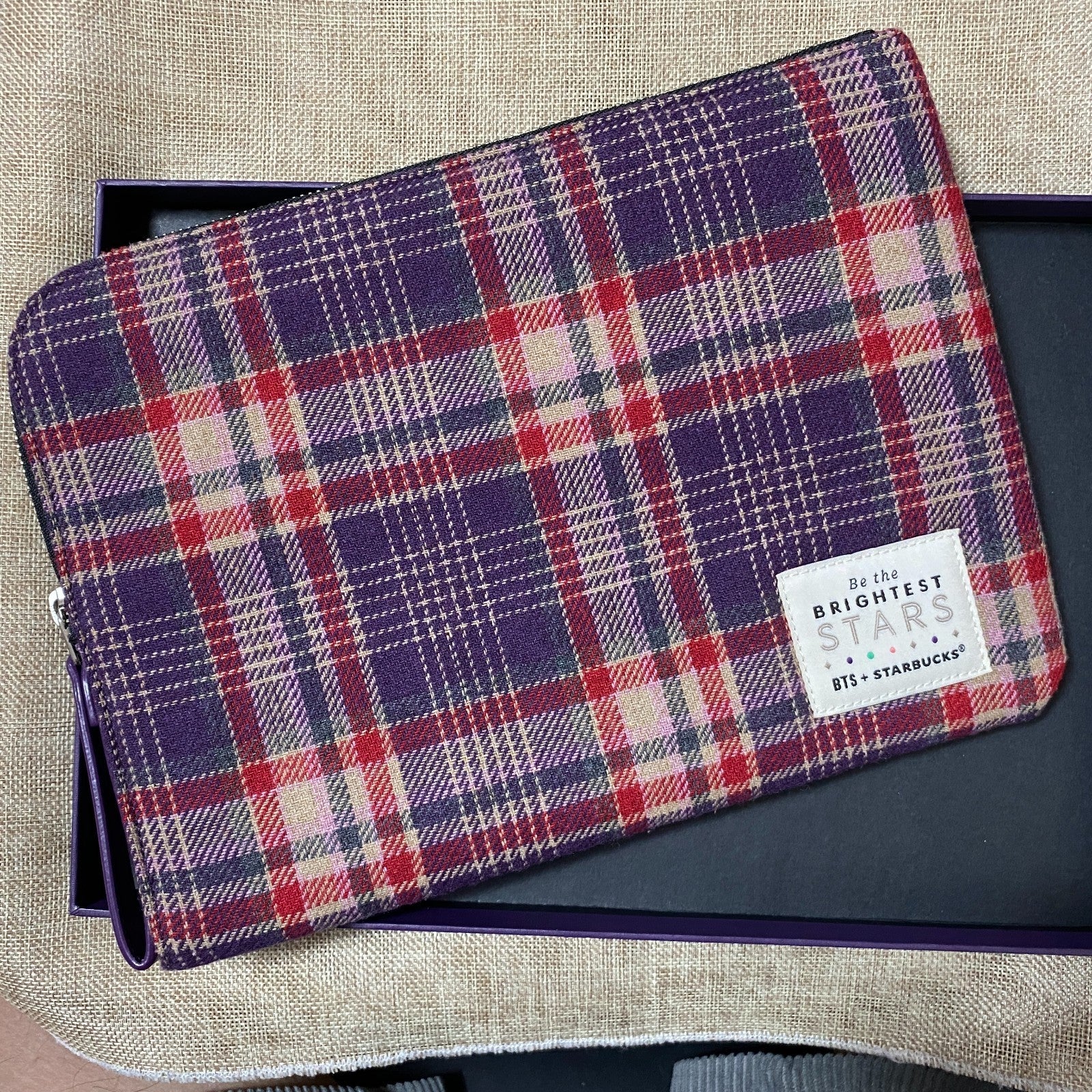 BTS x Starbucks 2020 / Tartan Check Pouch, Size Small / Official / New, Rare /+G