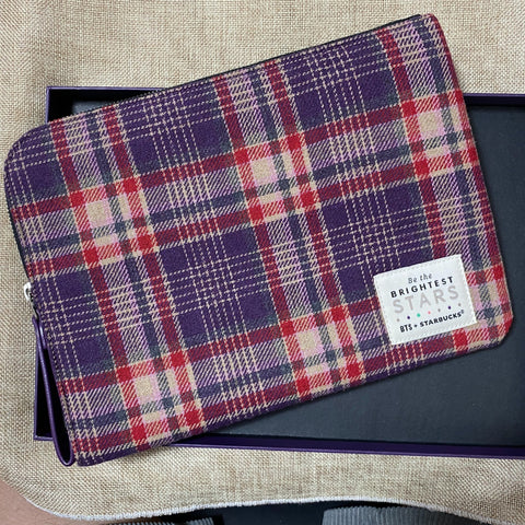 BTS x Starbucks 2020 / Tartan Check Pouch, Size Small / Official / New, Rare /+G