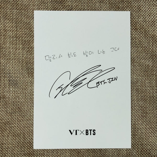BTS JIN [ VT Cosmetics ] Sign Message Official Postcard / New / Gift