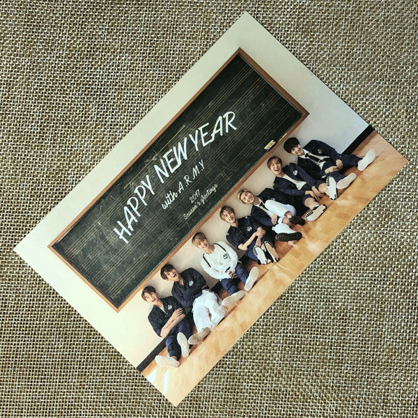 BTS GROUP [ 2017 Season's Greetings ] Official Message Postcard / New / Gift