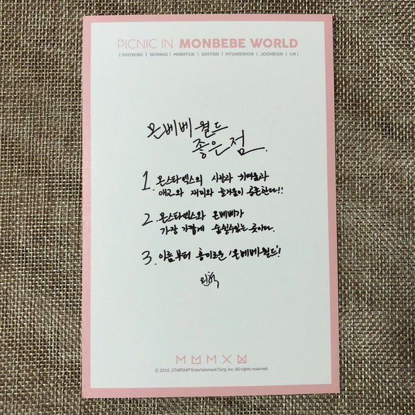 MONSTA X MINHYUK [PICNIC IN MONBEBE WORLD Fan Meeting] Official Postcard / Gift