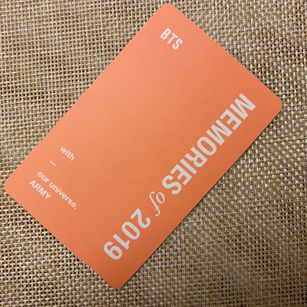 BTS JUNGKOOK [ Memories of 2019 ] Official DVD Photocard / New, Rare / Gift
