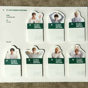 BTS GROUP [2019 Season's Greetings] Official INDEX PAPER SET / New, Rare / Gift