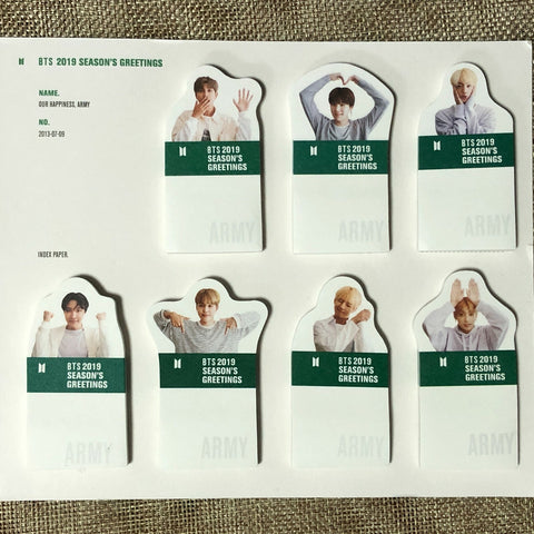 BTS GROUP [2019 Season's Greetings] Official INDEX PAPER SET / New, Rare / Gift