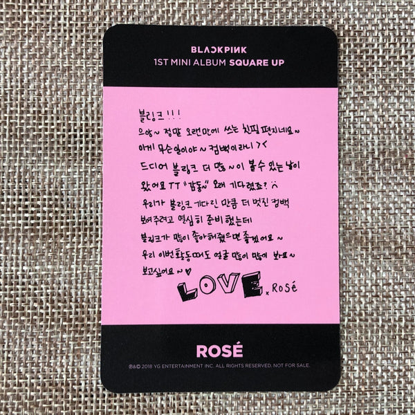 BLACKPINK ROSE #3 [ SQUARE UP ] Official Photocard, 1st Mini Album / New / Gift