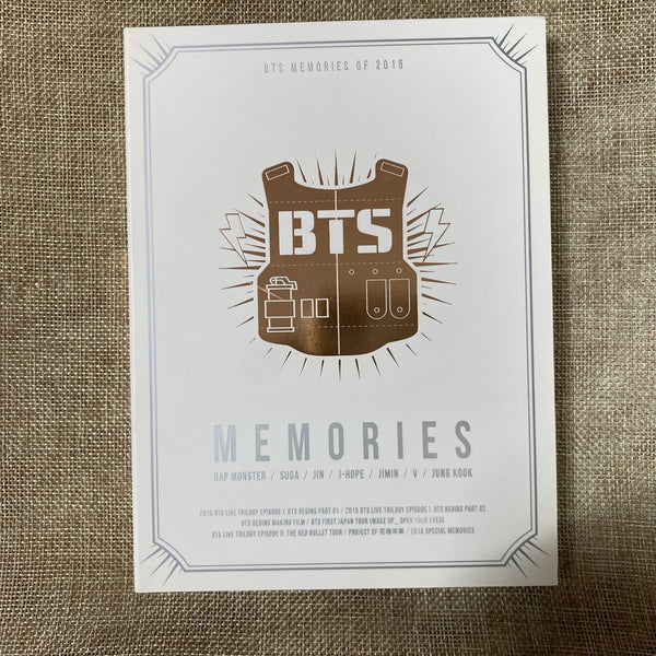 BTS [ Memories of 2015 ] Official DVD All / EN, CH, KR + Photobook / Used /GFT