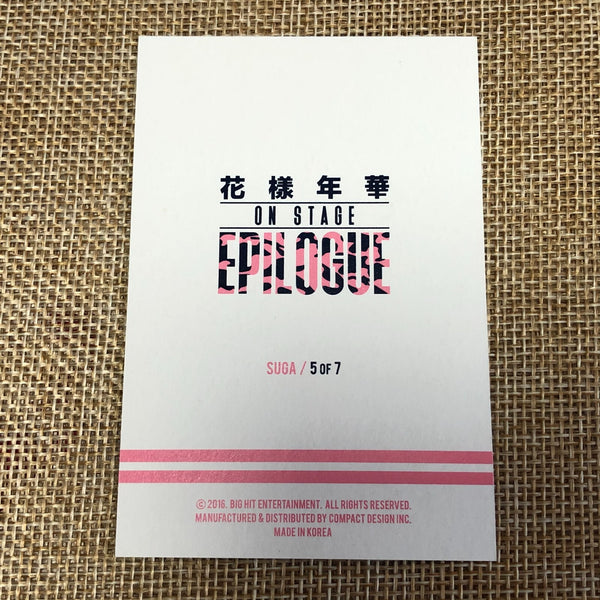 BTS SUGA 5/7 [HYYH On Stage Epilogue Concert] Official Mini Photocard / Gift