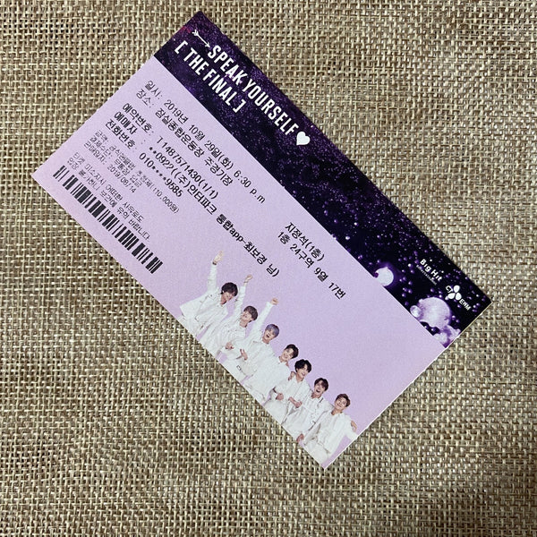 BTS 2019 #1 [Speak Yourself World Tour] Official Concert Ticket / New, Rare /+G