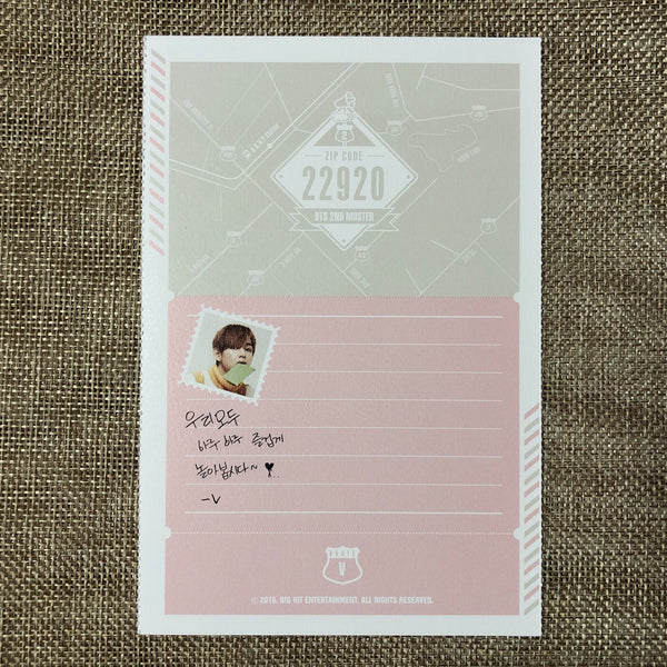 BTS V TAEHYUNG [ ARMY 2nd Muster ZIP CODE 22920 Official Postcard ] New Rare /+G