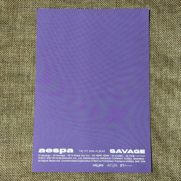 AESPA GROUP [ SAVAGE ] Official Postcard, 1st Mii / New / Gift