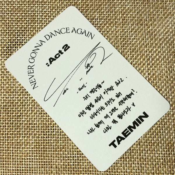 SHINEE TAEMIN #3 [Act 2 Never Gonna Dance Again] Official Photocard / New, Rare